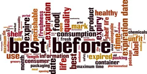 Best before word cloud Stock Illustration