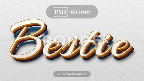 Bestie text effect editable PSD Template