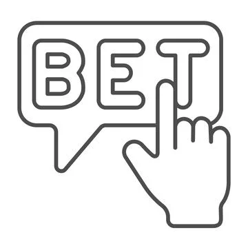 Bet, hand pointer, click, make a bet thin line icon, gamblimg concept, wager Stock Illustration