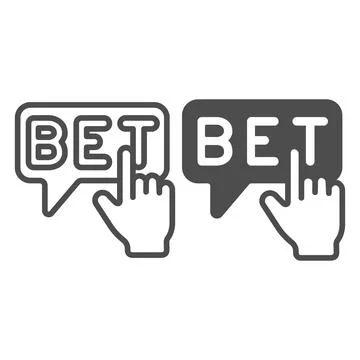 Bet, hand pointer, click, make a bet line and solid icon, gamblimg concept 스톡 일러스트