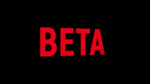 Beta 3d text word animation with vertically rotating motion video Stock Footage 313832169
