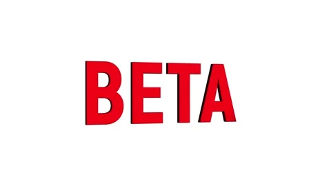 Beta 3d text word animation with vertically rotating motion video Stock Footage 313832173