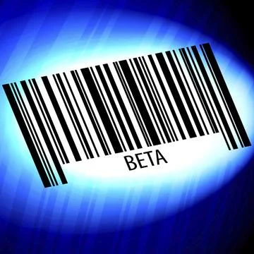 Beta, barcode with blue Background Stock Illustration