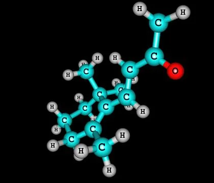 Beta-ionone molecular structure on black Stock Illustration