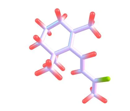 Beta-ionone molecular structure on white Stock Illustration