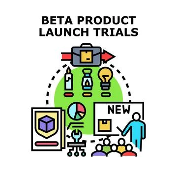 Beta product launch trials development process concept vector Stock Illustration