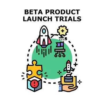 Beta product launch trials system development Stock Illustration