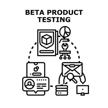 Beta product testing analyzing software development feedback Illustrazione stock