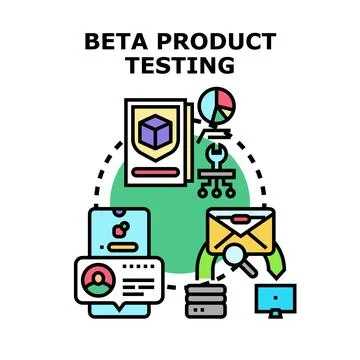 Beta product testing analyzing software development feedback 库存插图