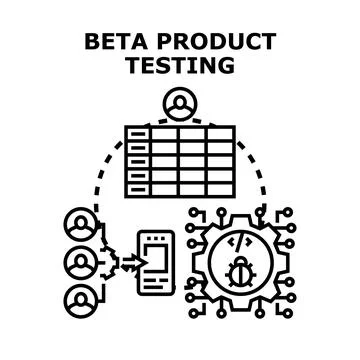 Beta product testing process for software development Illustrazione stock