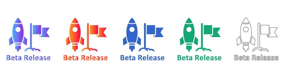 Beta Release Software Development Icon Set 库存插图