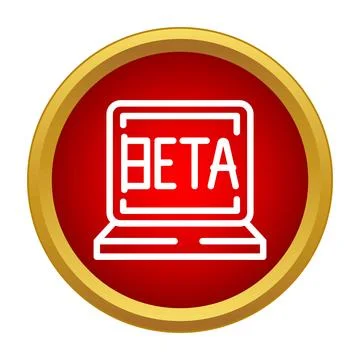 Beta software development and testing on laptop icon 스톡 일러스트