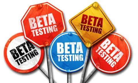 Beta testing, 3D rendering, street signs 스톡 일러스트