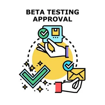 Beta testing approval process for product development Illustrazione stock
