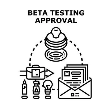 Beta testing approval process for software development Stockillustratie