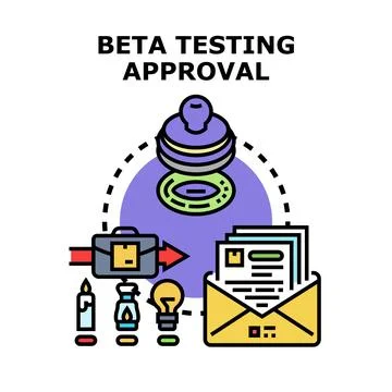 Beta testing approval process for software development Stock Illustration