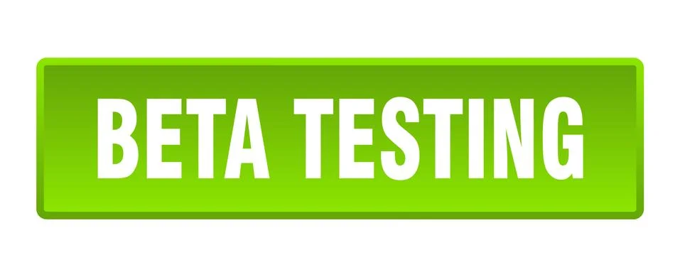 Beta testing button. beta testing square green push button Stock Illustration