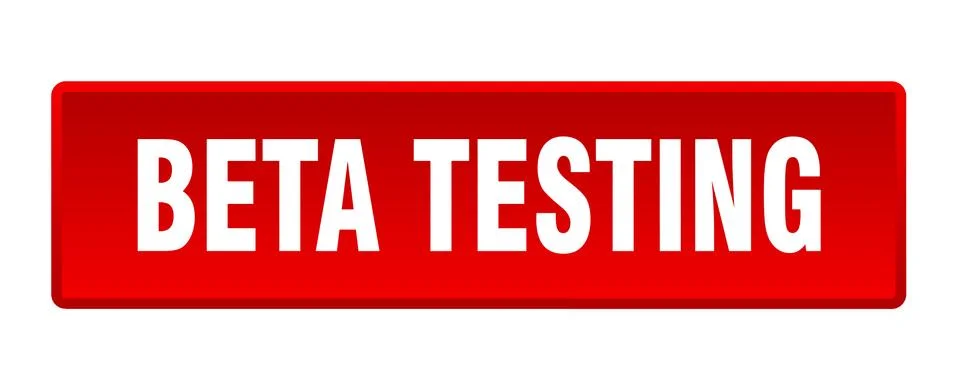Beta testing button. beta testing square red push button 스톡 일러스트