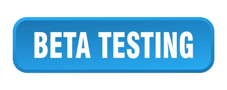 Beta testing button. beta testing square 3d push button Illustrazione stock