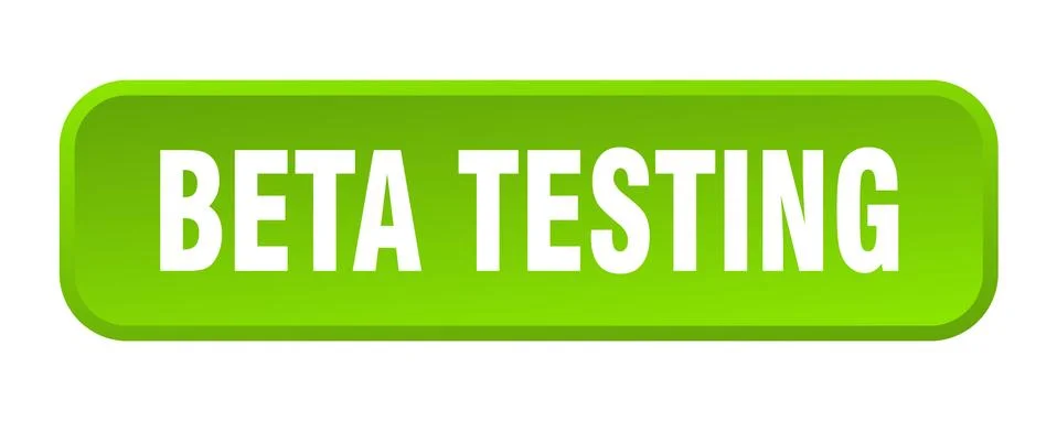 Beta testing button. beta testing square 3d push button Illustrazione stock