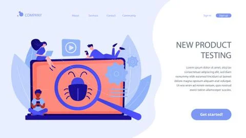 Beta testing concept landing page. Stock Illustration