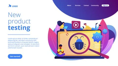 Beta testing concept landing page. Stock Illustration