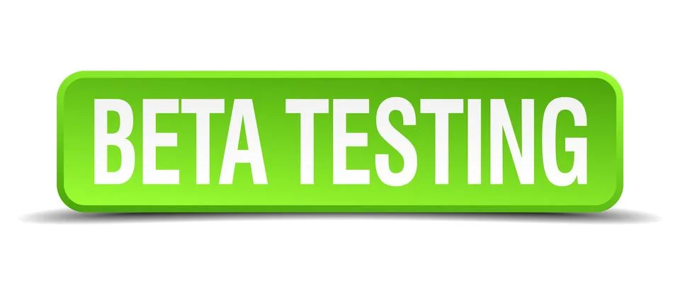 Beta testing green 3d realistic square isolated button Illustrazione stock