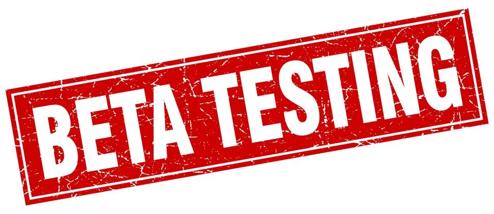 Beta testing red square grunge stamp on white Stock Illustration