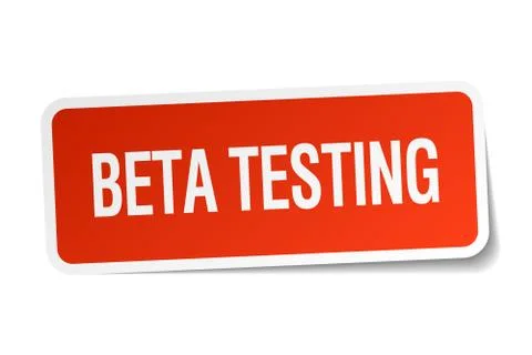 Beta testing red square sticker isolated on white Stock Illustration