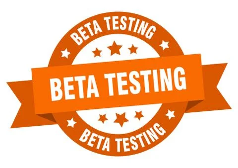 Beta testing ribbon. beta testing round orange sign. beta testing Illustrazione stock