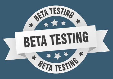 Beta testing ribbon. beta testing round white sign. beta testing Illustrazione stock