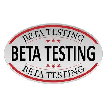 Beta testing round red sticker isolated on white Illustrazione stock