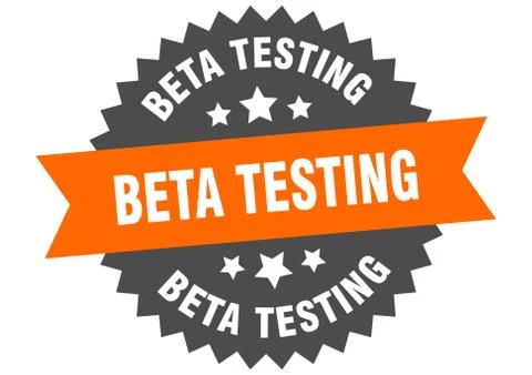 Beta testing sign. beta testing orange-black circular band label Illustrazione stock