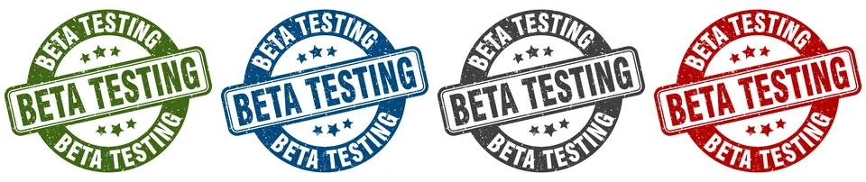 Beta testing stamp. beta testing round stamp set isolated on white background Illustrazione stock