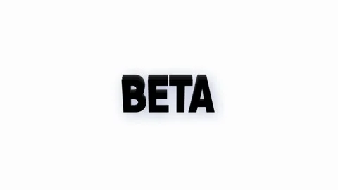 Beta text word animation with vertically rotating motion screen video Stock Footage 313548402