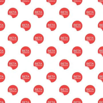 Beta version red label seamless pattern background 스톡 일러스트