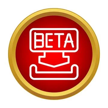 Beta version software downloading icon button Stock Illustration