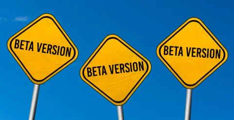 Beta version - yellow signs with blue sky Stock Illustration