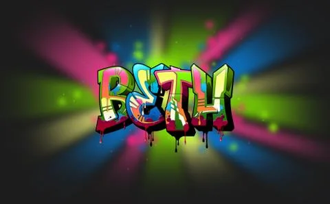 Beth Name Text Graffiti Word Design Stock Illustration