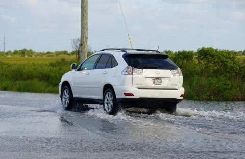Bethany Beach, Delaware, U.S - October 1, 2020 - A white Lexus RX350 SUV pass Stock Photos