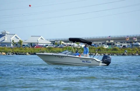 Bethany Beach, Delaware, U.S.A - September 2, 2019 - Anglers on the boat fish Stock Photos