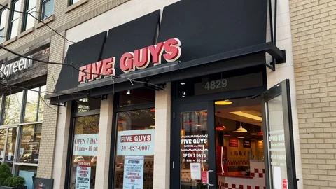 Bethesda Five Guys Stock Footage 128247792