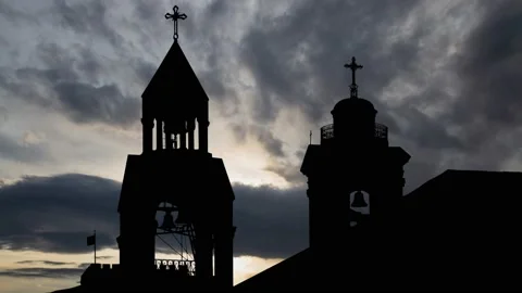 Bethlehem: Time Lapse at Sunrise with Fast Clouds and Of Nativity Church Stock Footage 155166272