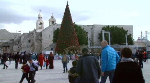 Bethlehem's Manger Square at Christmas Stock Footage 65014282
