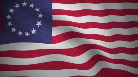 Betsy Ross flag, waving flag of united states looping video Stock Footage 129093453
