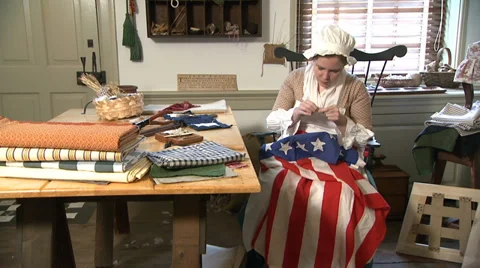 Betsy Ross Sewing First Flag 1 Stock Footage 27809796