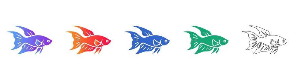 Betta Fish Icon Collection Stock Illustration