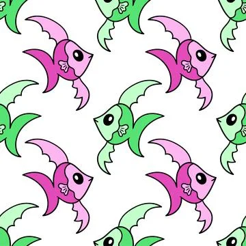 Betta fish seamless pattern textile print. repeat pattern background design Stock Illustration