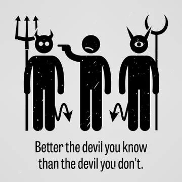 Better the Devil You Know than the Devil You Do Not Stock Illustration