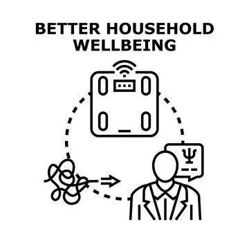 Better household wellbeing concept improving home life Illustration